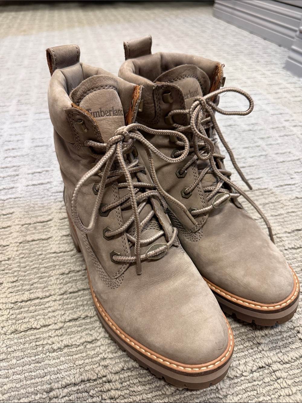 Timberland Taupe Nubuck Lace-Up Ankle Boots